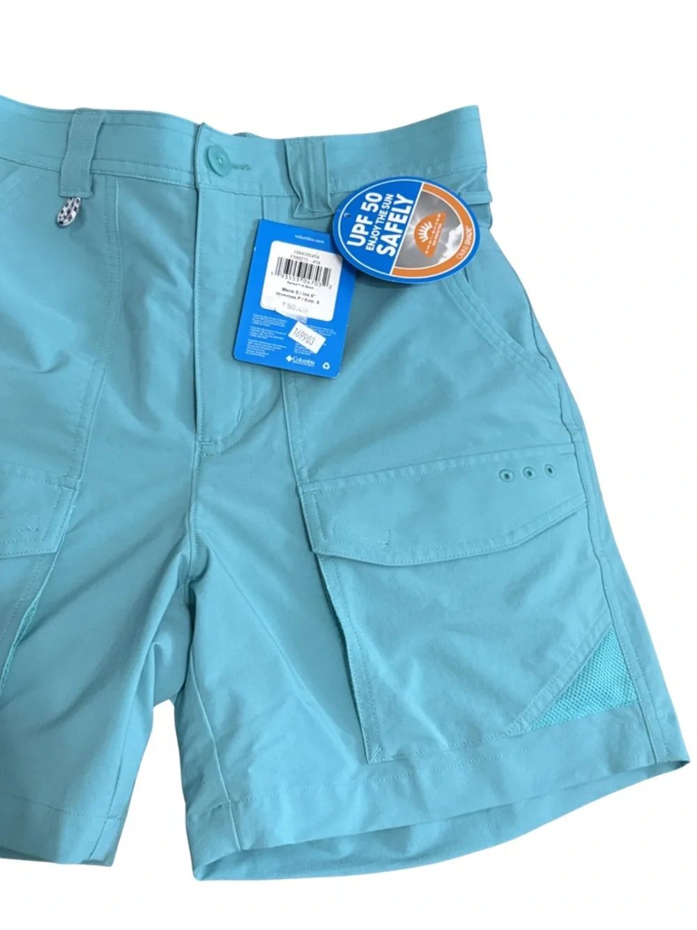 Columbia PFG Permit III 6 in ins. Aqua Blue Cargo Shorts Lined Pockets NWT Sz Sm